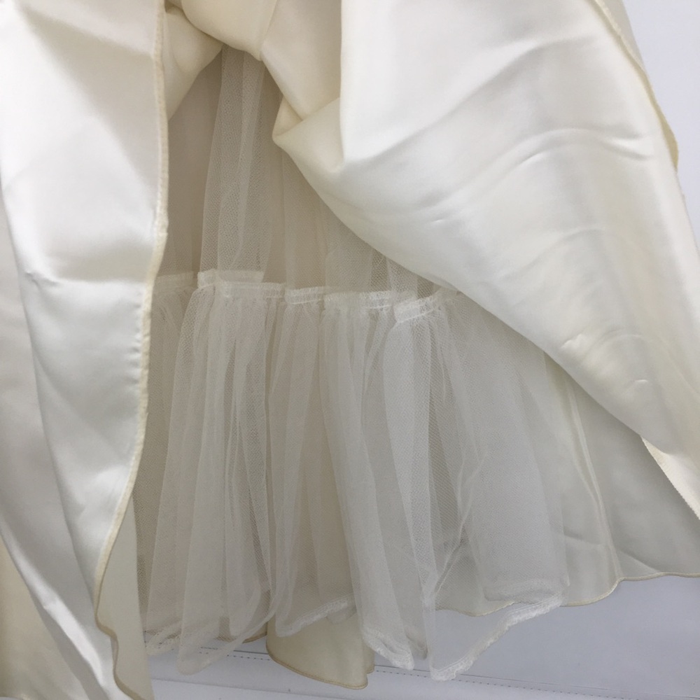 Vintage 80’s Satin Prom Dress Strapless Black Smocked Lace Bodice White Shirt - Picture 8 of 12